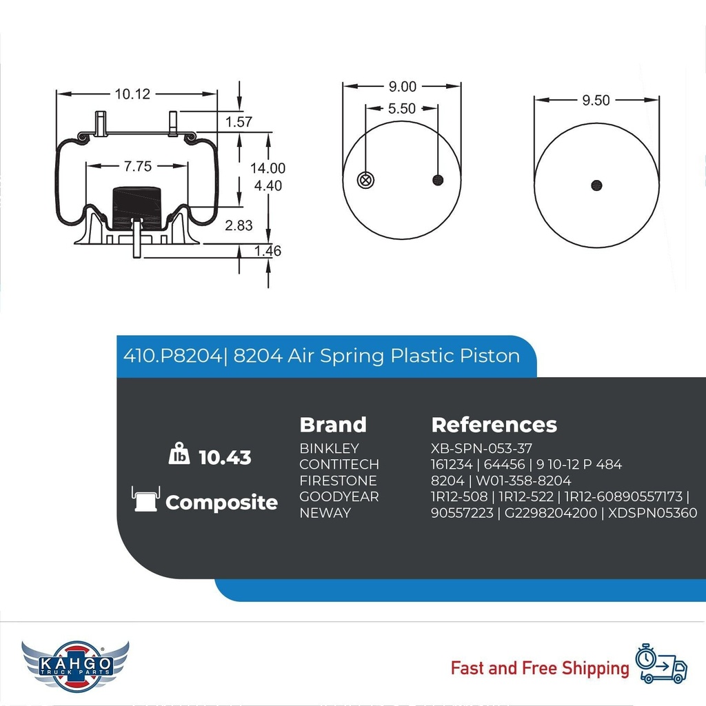 Air Spring Rolling Lobe 410.P8204 W01-358-8204 64456 (Pack of 4 ...