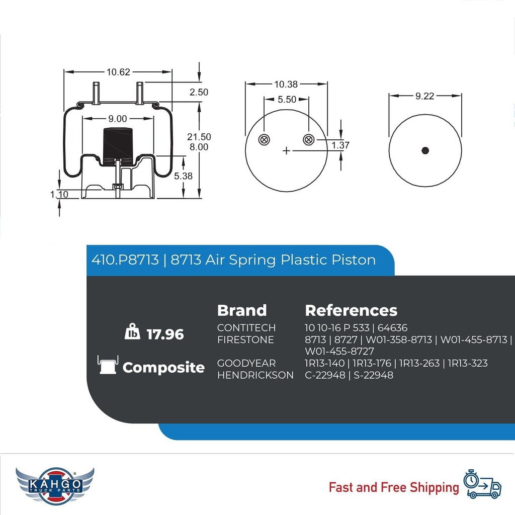 Air Spring Rolling Lobe 410.P8713 W01-358-8713 64636 (Pack of 4)