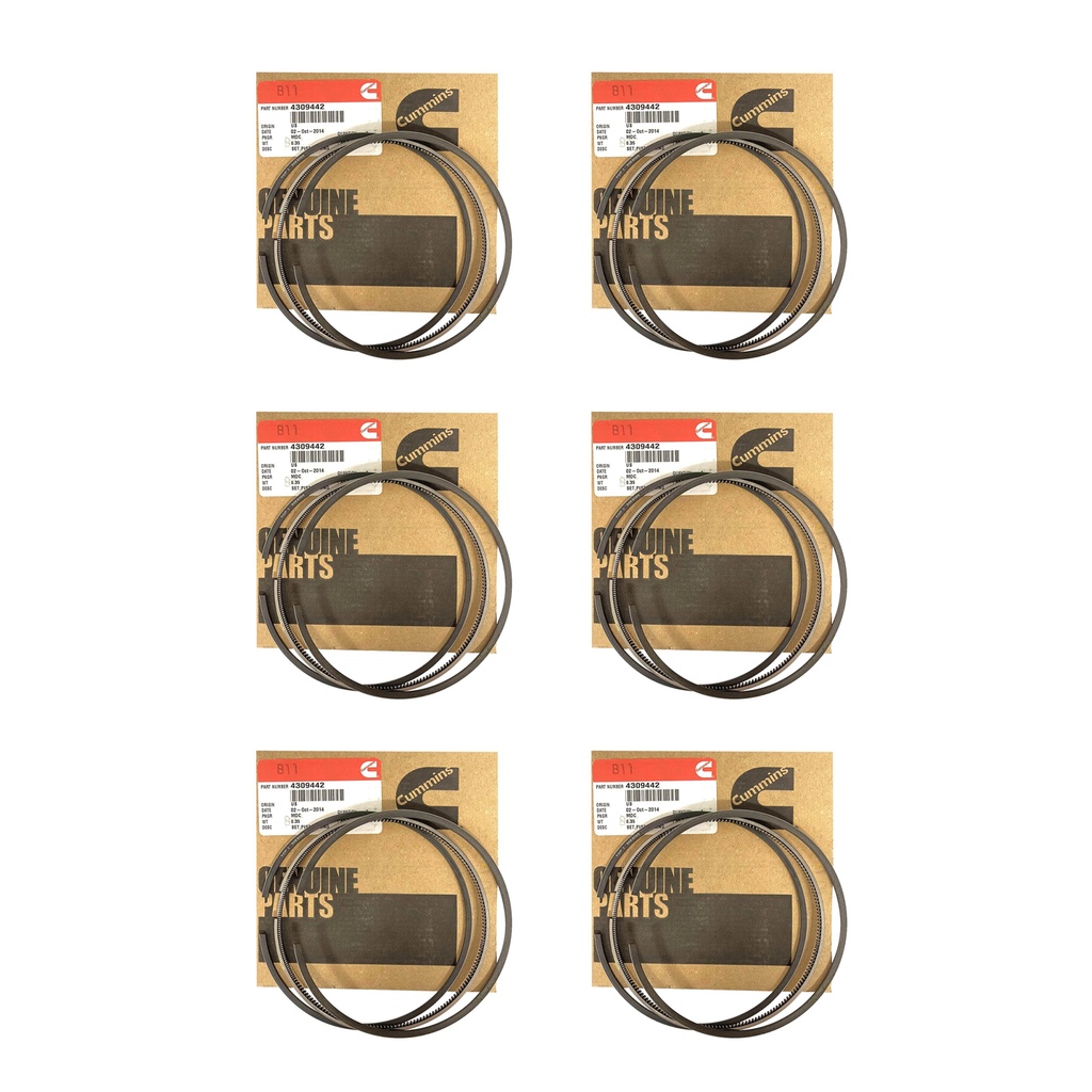 OEM Cummins PISTON RING SET ISX 4309442CUM 4309442 4089154 4025210 (Pack of 6)