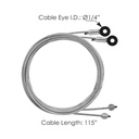 Door Cable 1/4in Stainless 115in Pair 573.DC115SS2, 025-01030, 025-01438