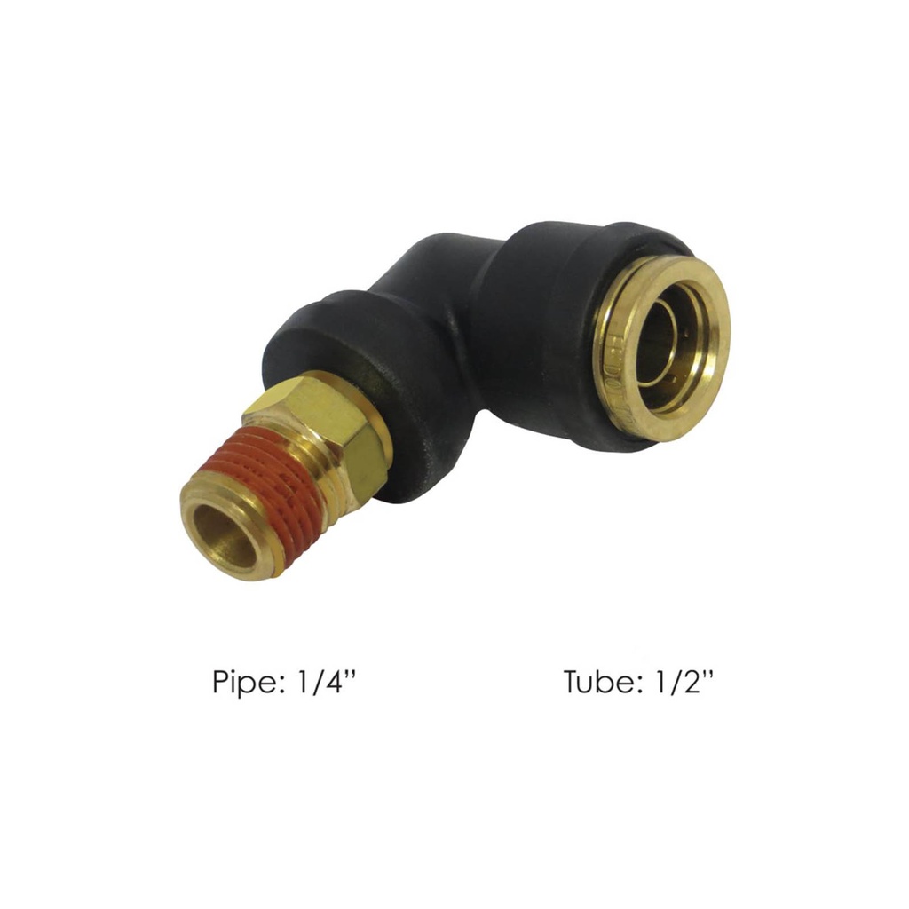 PLC Swivel Male Elbow DOT 1/2in X 1/4in 177.12C698B, 369PTC84, QL13698B, 016284
