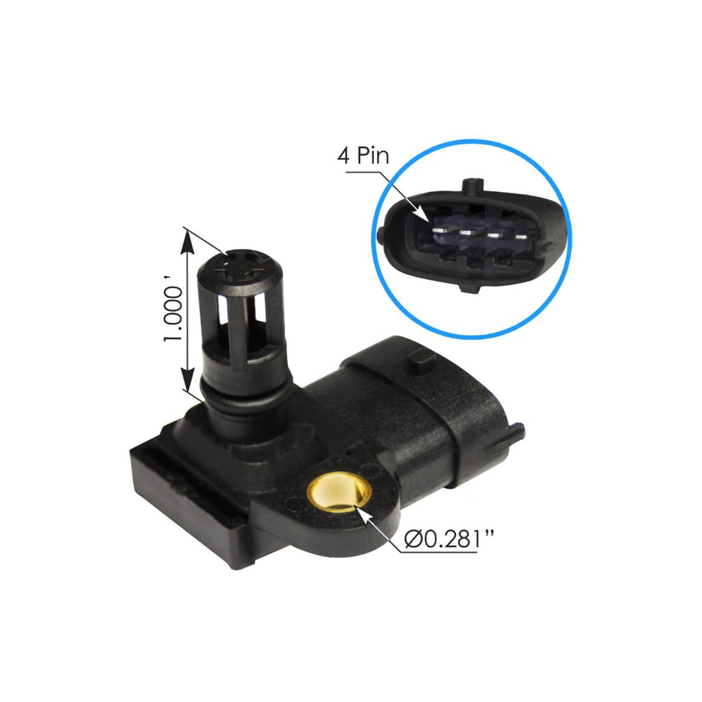 Boost Pressure Sensor w-Slots Volvo 577.96516X , 0000504372225, 22422785