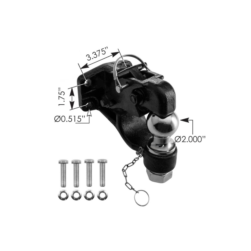 Pintle Hook & Ball Combo Hitch 2.00in 182.DPH2000, 306110, BH82000, DPH2000