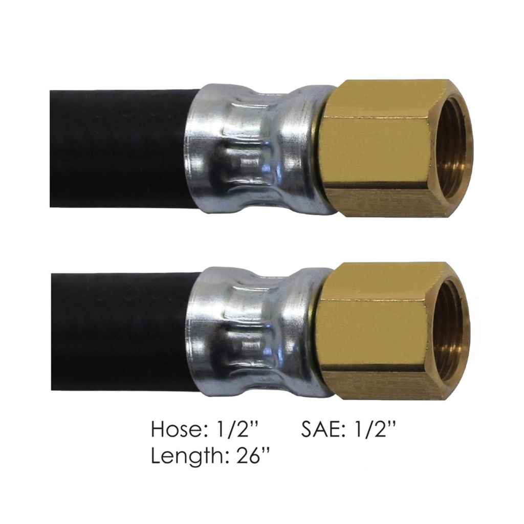 Air Hose Assy 1/2in 1/2in SAE Swl-26in L 177.7526, 18145SW26, 688800-26