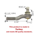 Tie Rod End RH Freightliner KGA-1117995 462.ES3297R A3144V1088 27191009010 E8758