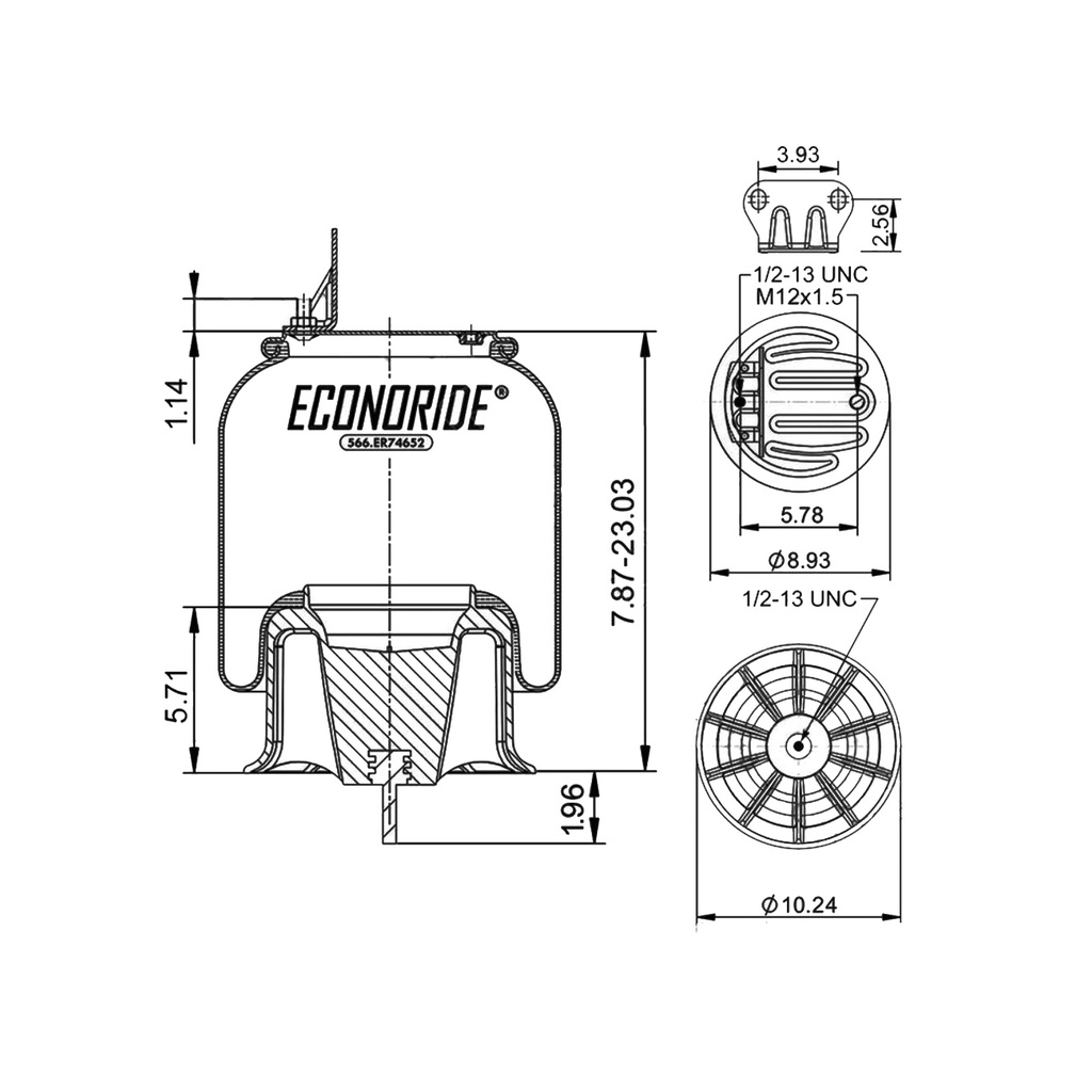 Econoride Air Spring Rolling Lobe 566.ER74652, A1621478001, 1621917000