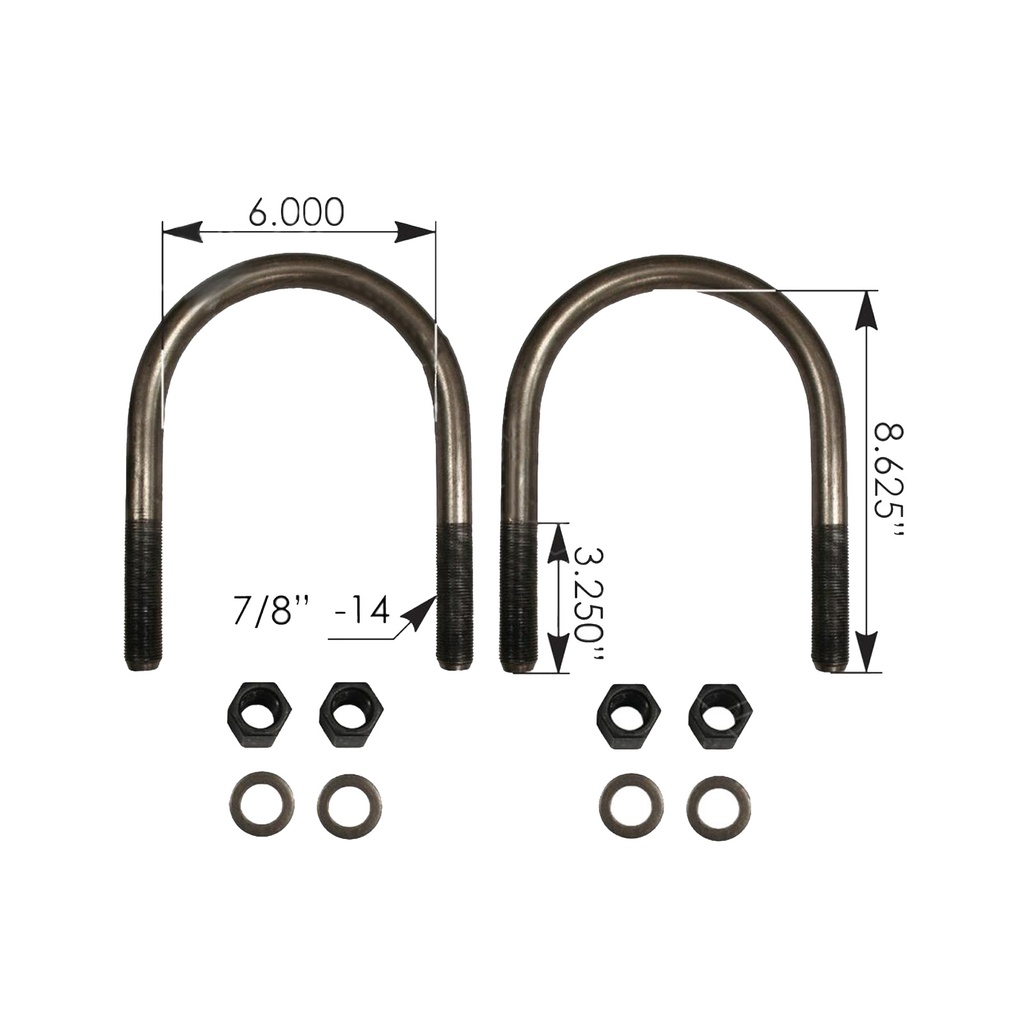 U Bolt Kit RND 7/8in X 6in X 8-1/4in AUBK8168-082, S20032, TK23961
