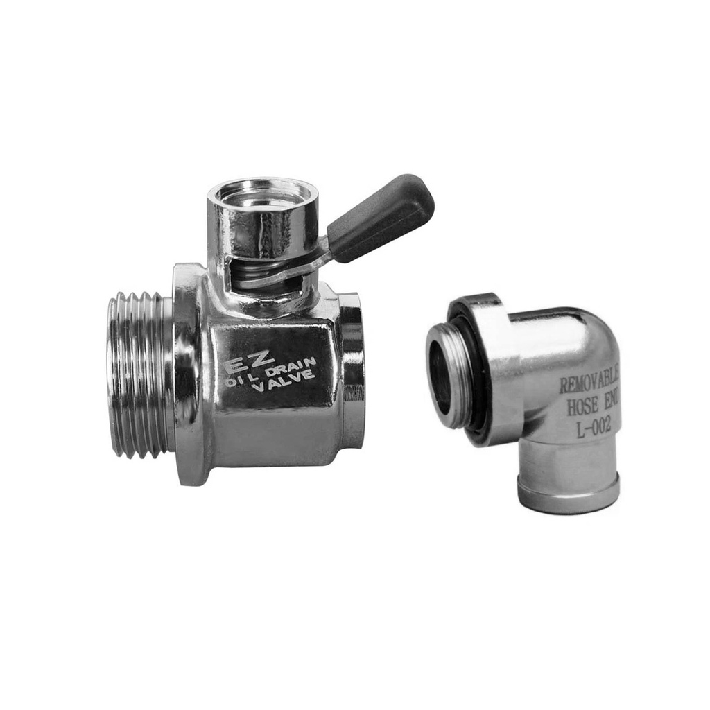 EZ-7B (22mm-1.5) Oil Drain Valve with removable L-Shape Hose End (L-002) Combo