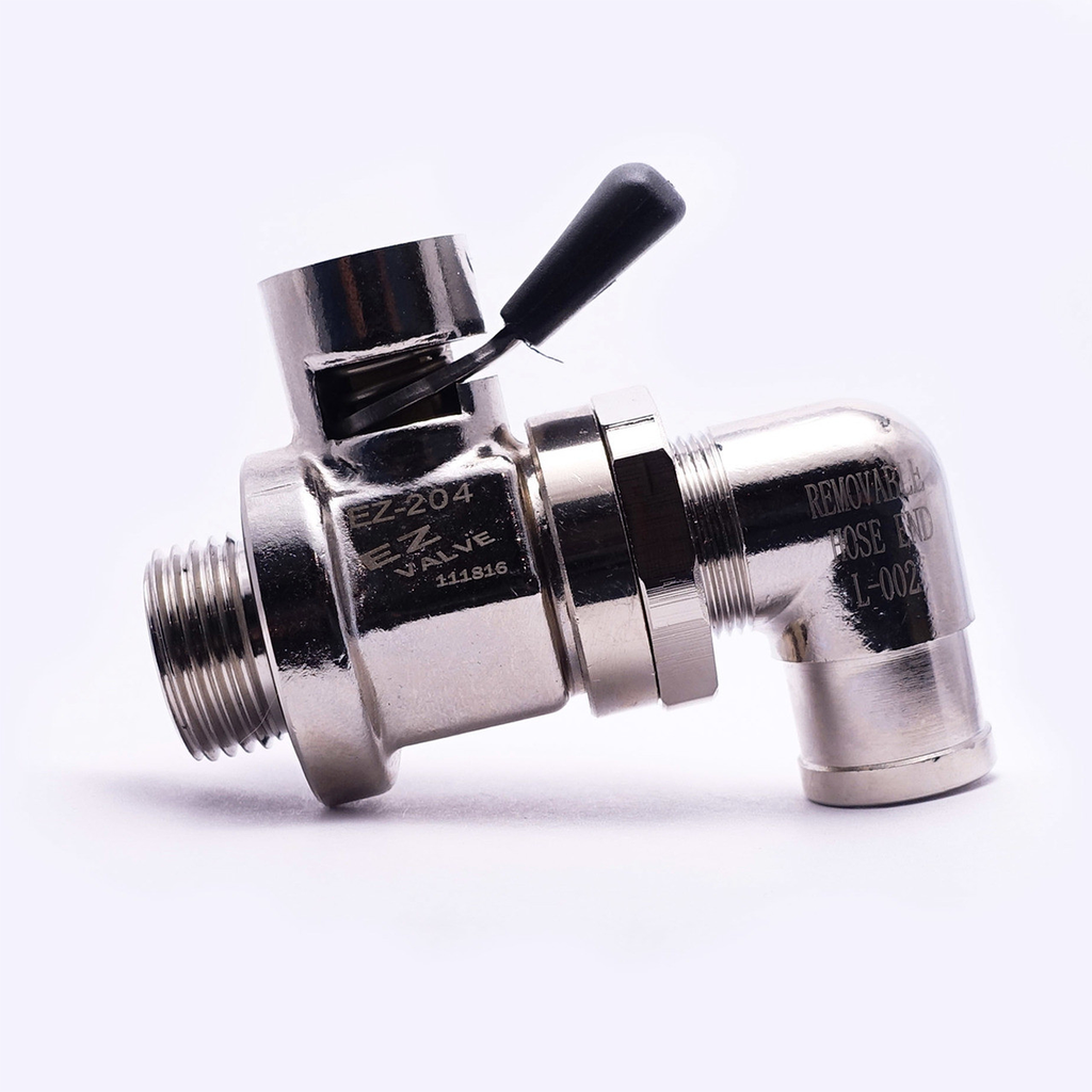 EZ-204(3/4"-16 UNF) Oil Drain Valve with removable L-Shape Hose End(L-002)Combo