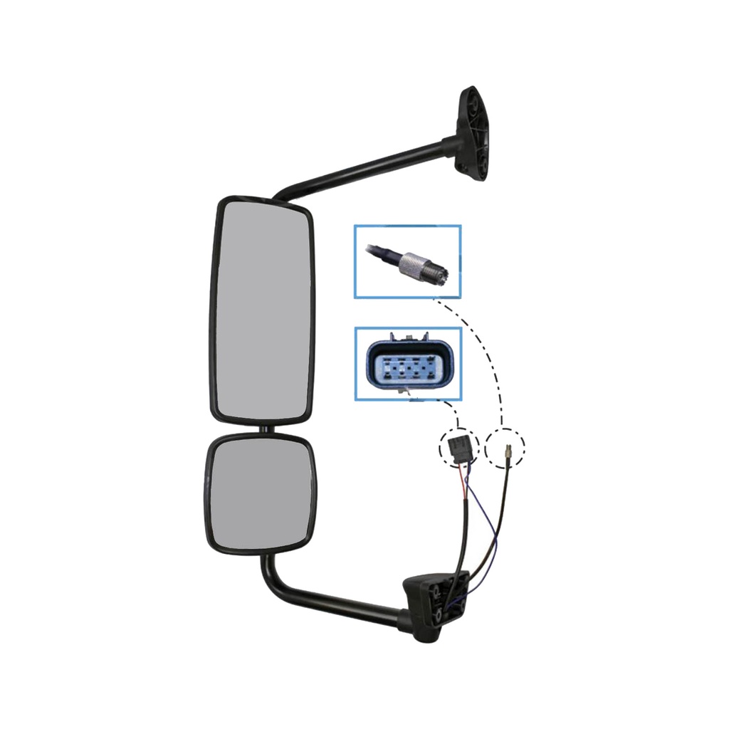 Mirror Assy LH Black HT CB Freightliner 563.46023, A2259615025, A22-59615-025