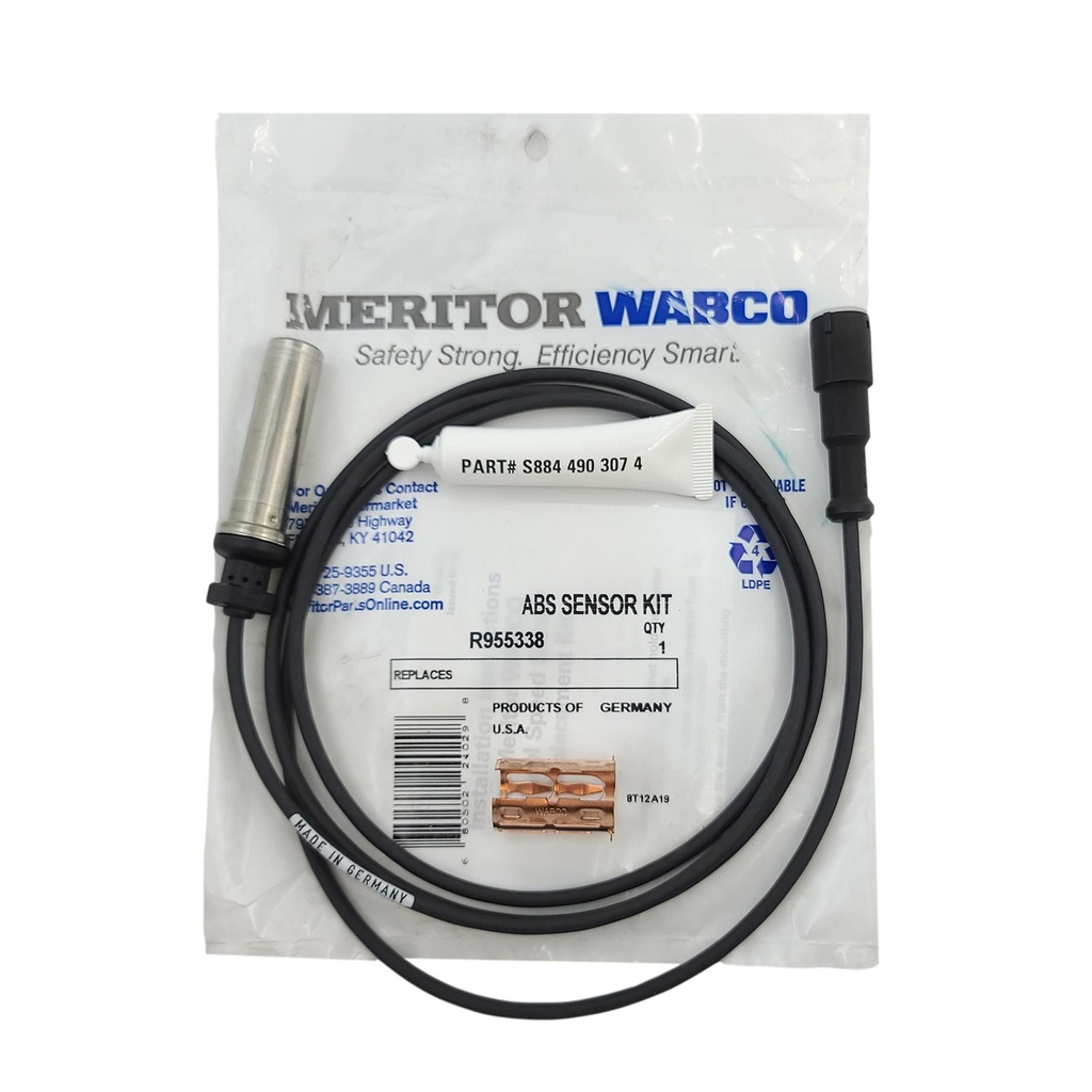 [OF-5QZK-JVGV] WABCO S+ FRONT AXLE ABS SENSOR KIT - 4410309082  R955338
