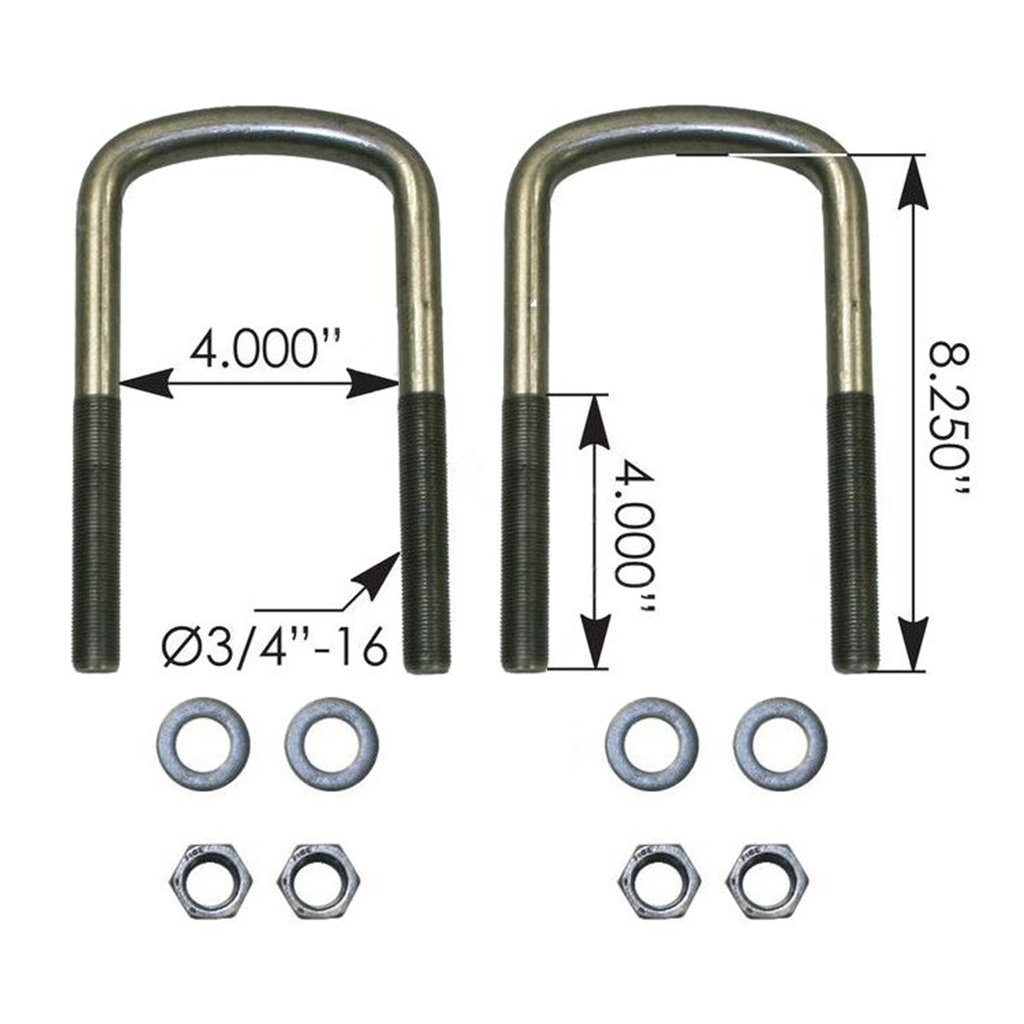 U Bolt Kit Semi RND 3/4 X 4in X 8-1/4in  AUBK8354-082   0201375080