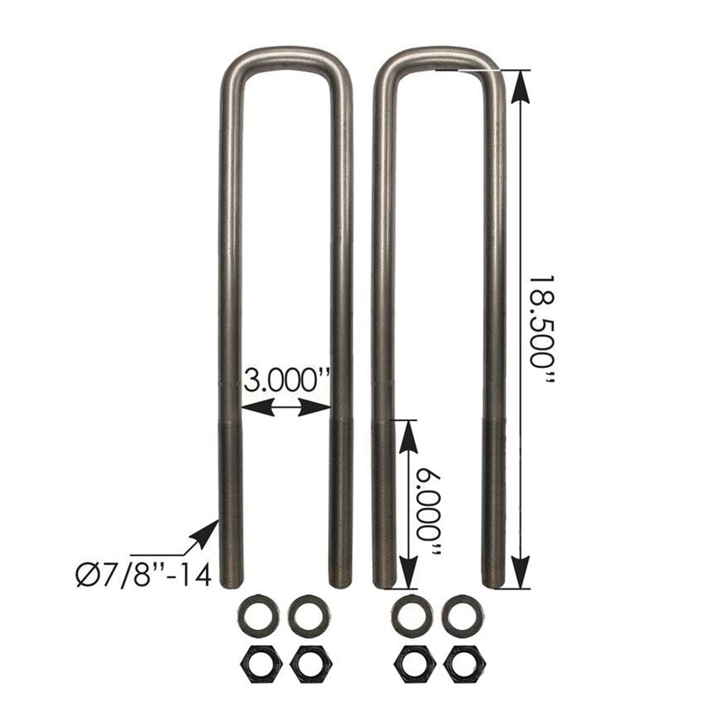 U Bolt Kit Semi RND 7/8 X 3 X 18-1/2in   AUBK8361-184   1124813003
