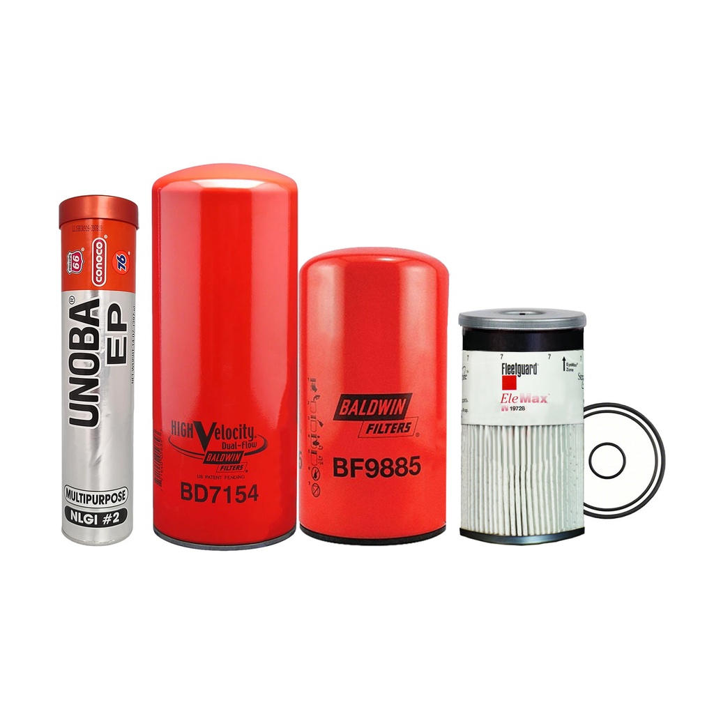 CUMMINS ISX15 OIL CHANGE KIT BD7154, BF9885, FS19728, FREE TUBE RED GREASE 14 OZ