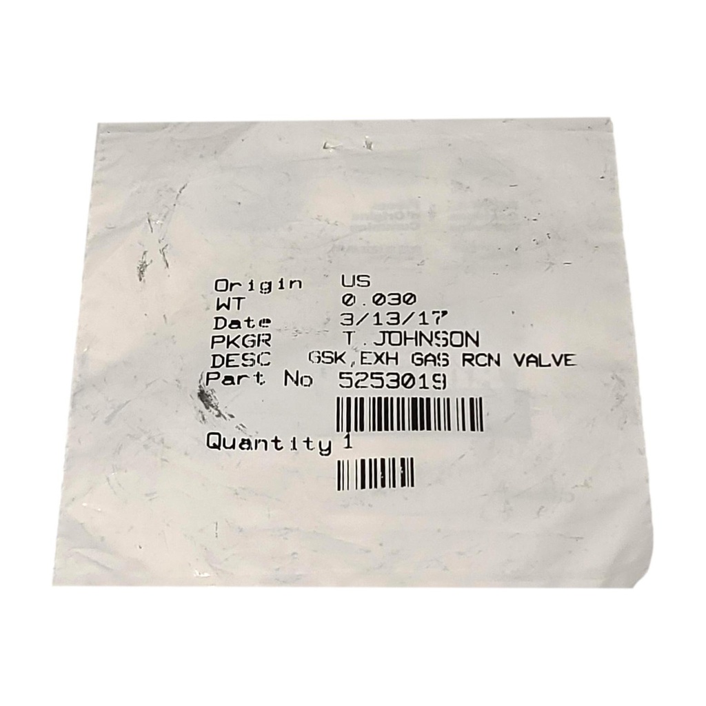 OEM CUMMINS  GASKET,EXH GAS RCN VALVE  5253019
