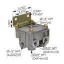 R12 Relay Valve 4 PSI Crack Pressure, 3/8in NPT Delivery Ports 170.065303  EBN06