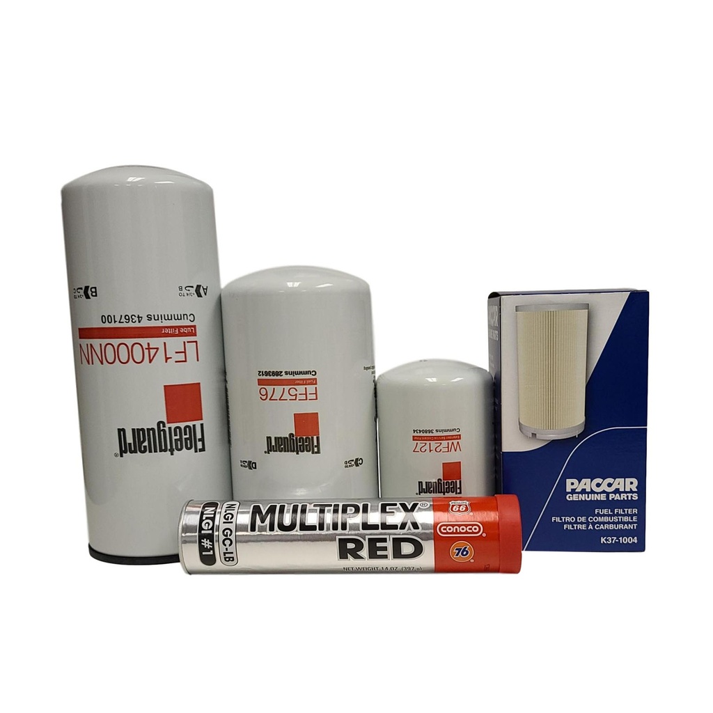 CUMMINS OIL CHANGE KIT LF14000, FF5776, K37-1004, WF2127, FREE GREASE