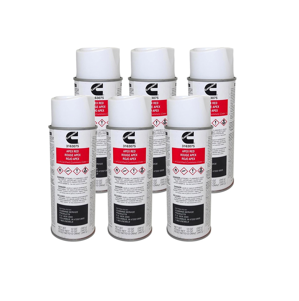 OEM CUMMINS PAINT CAN ISX APEX RED 3163075	 12OZ *( Pack of 6)*