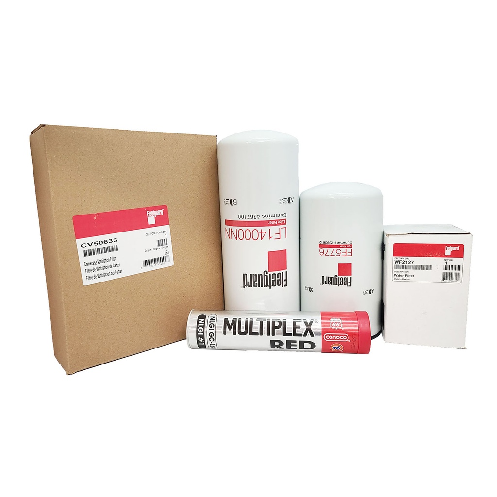 CUMMINS OIL CHANGE KIT LF14000NN, FF5776, CV50633, WF2127, FREE GREASE