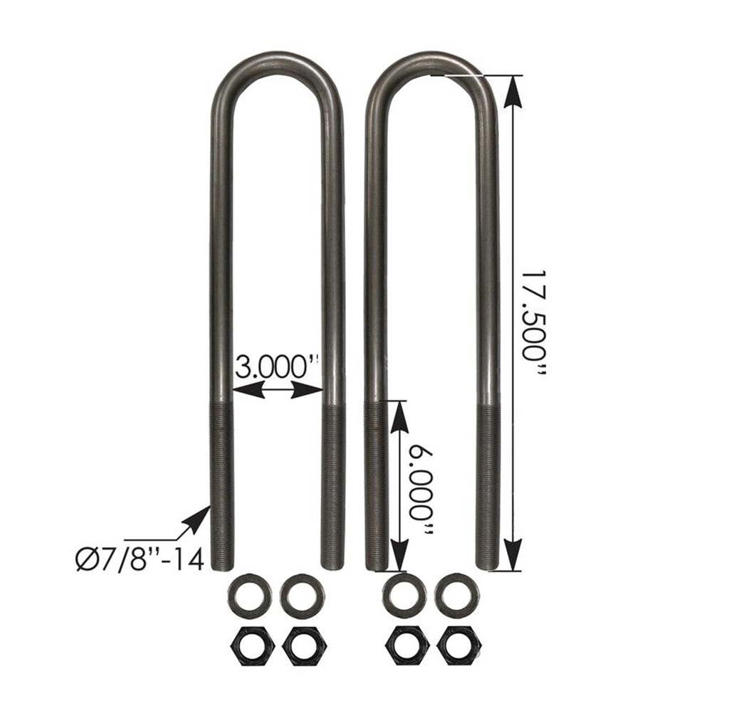 U Bolt Kit RND 7/8in X 3in X 17-1/2in   AUBK8161-174   47417005