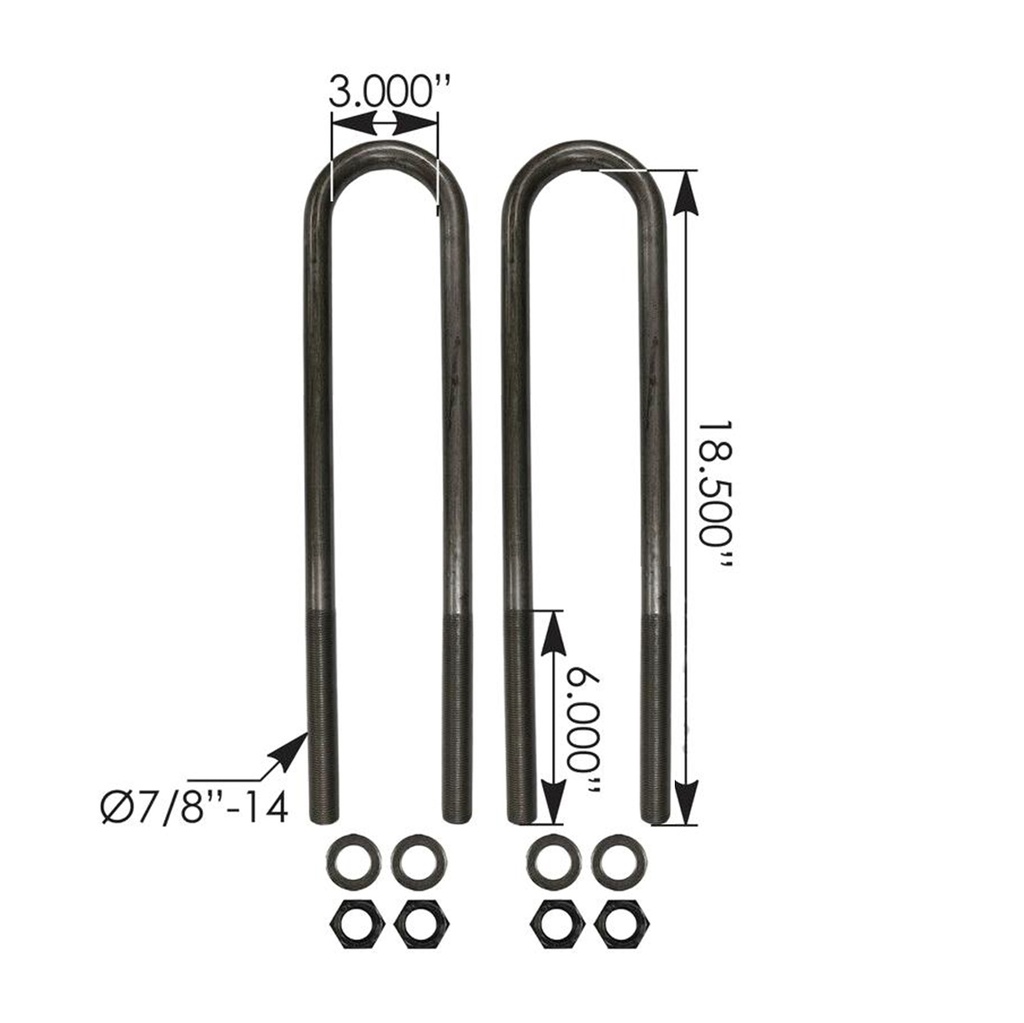 U Bolt Kit 7/8in X 3in X 18-1/2in   AUBK8161-184    48718000