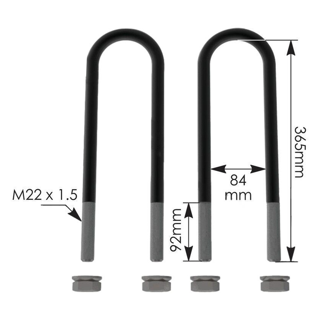 U Bolt Kit 22-1.5 X 84 X 365MM Peterbilt  AUBK8162-144S   03-08693-365