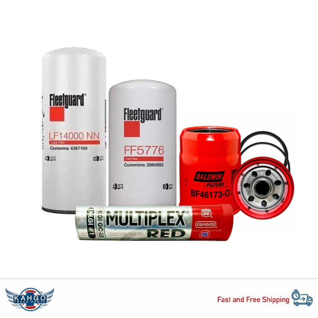 CUMMINS OIL CHANGE KIT LF14000, FF5776, BF46173-O FREE GREASE