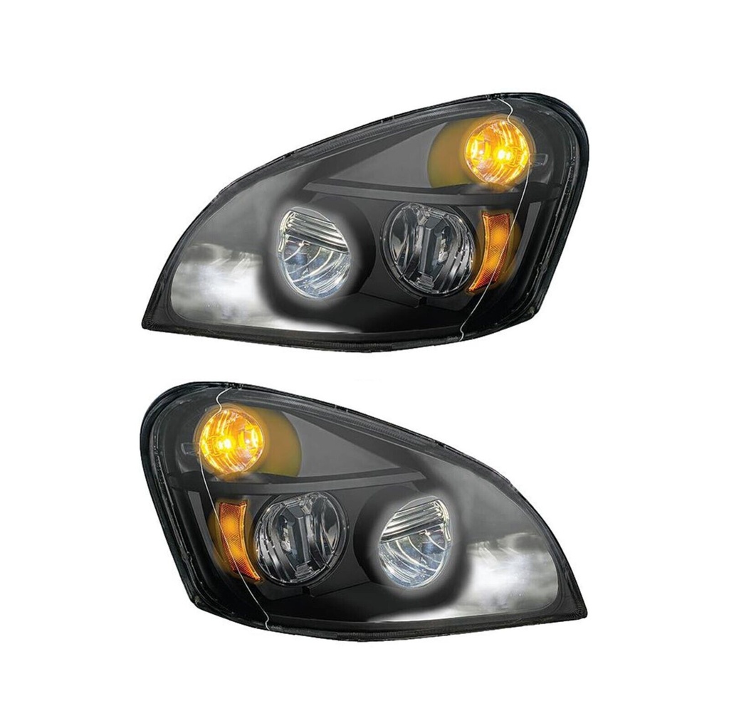Headlamp Set Freightliner LED Black 564.46029BM  LH and RH Set