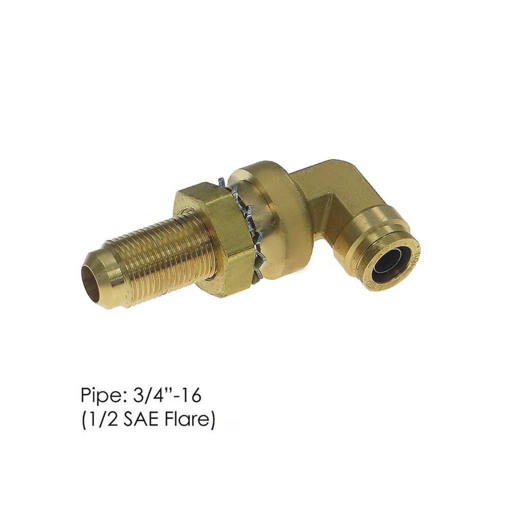 Brass PLC Bulkhead 90 Deg 1/2x1/2in SAE177.13B8988S 23-14413-000 Q169PTCHFBH-8-8