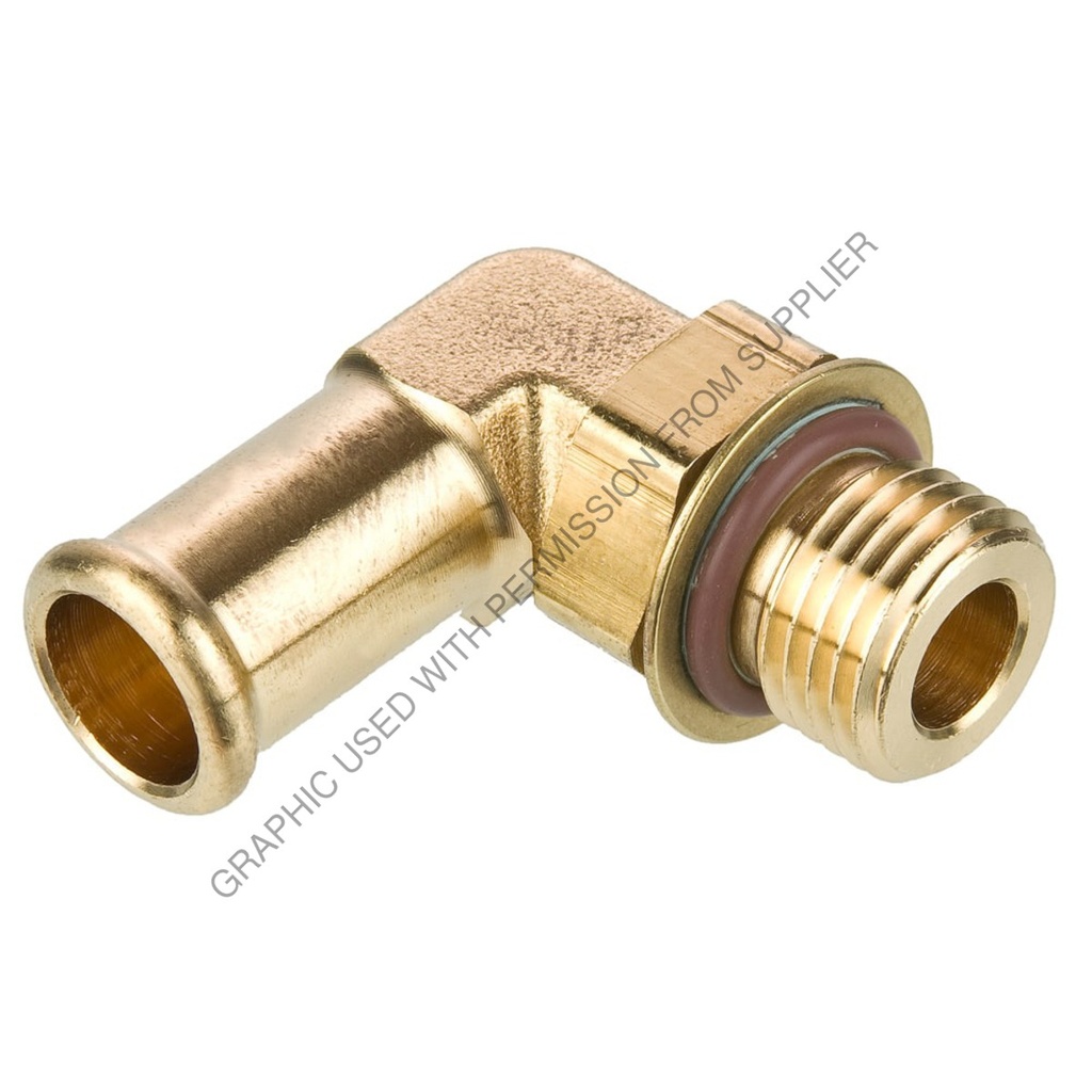 OEM FREIGHTLINER ELBOW - 7/16 -20, 3/8HOSE, 90, BRASS PH 1695HB64