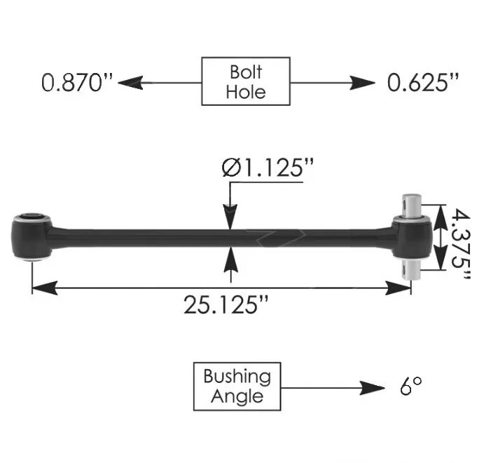 Torque Rod Confined 25.125in Ken-Pete TMR413 C656023004 C65-6023-004