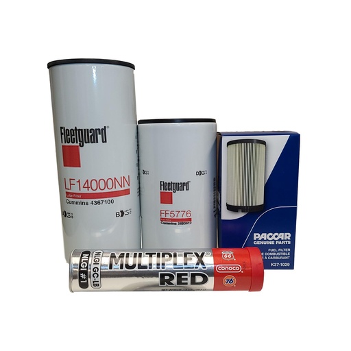 [76-87HY-EDTM] CUMMINS OIL CHANGE KIT LF14000, FF5776, K37-1029, FREE GREASE