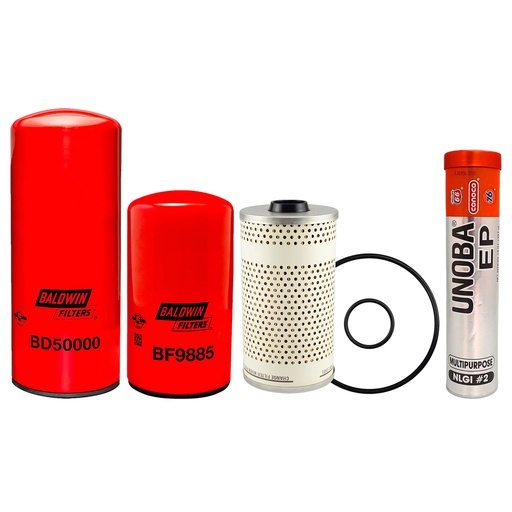 [MN-4RED-KW64] CUMMINS OIL CHANGE KIT BD50000, BF9885, PF7744, FREE GREASE