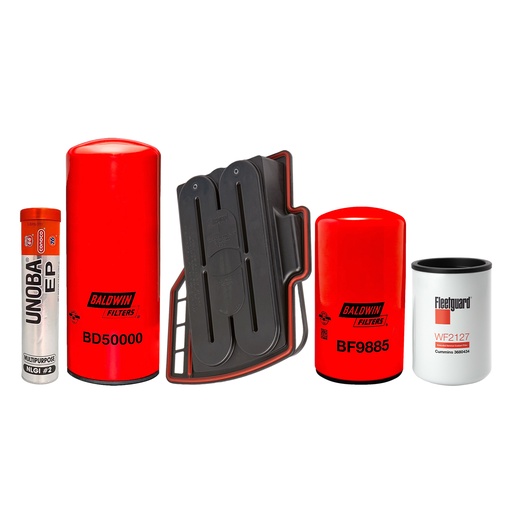 [KGAKIT-89] CUMMINS OIL CHANGE KIT BD50000,BF9885,CV50633,WF2127, FREE GREASE