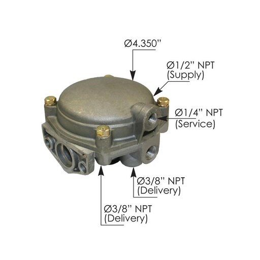 R6 Relay Valve Larger 1/2in Bendix Type  170.280375  280375
