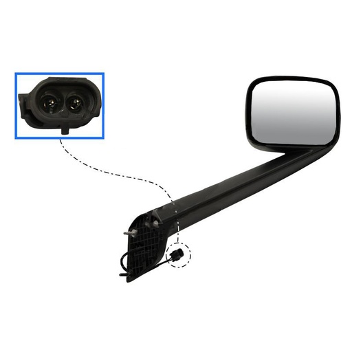 [RH-W5ET-CYH5] Hood Mount Mirror LH Black Freightliner  563.46091  	A22-75354-000