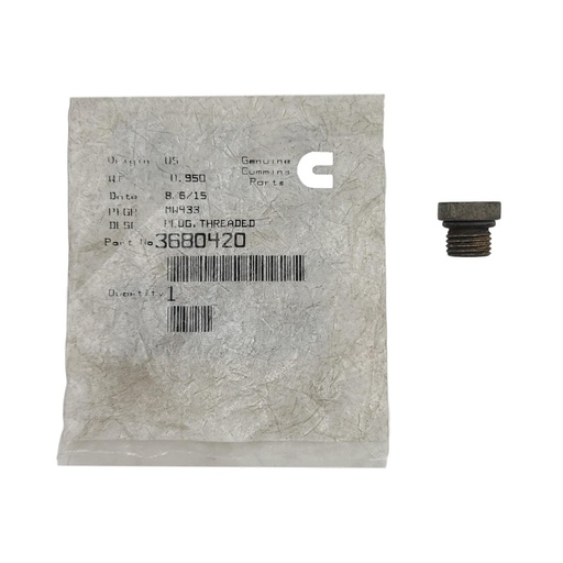 New OEM Genuine Cummins  PLUG,THREADED 3680420