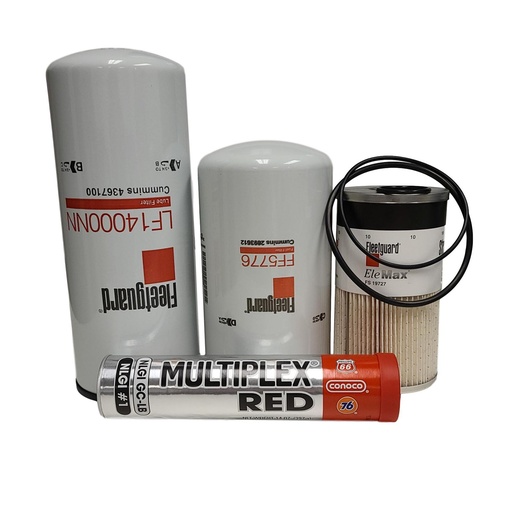 [B1-YQ9R-YA0D] CUMMINS OIL CHANGE KIT LF14000, FF5776, FS19727, FREE GREASE