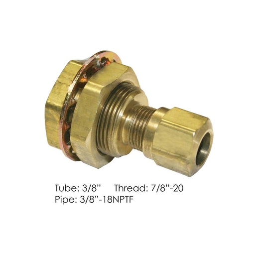 [UJ-1M31-HDXS] Compression Bulkhead Fitting 3/8in 177.4025 1136AB 017099 S609 E8624