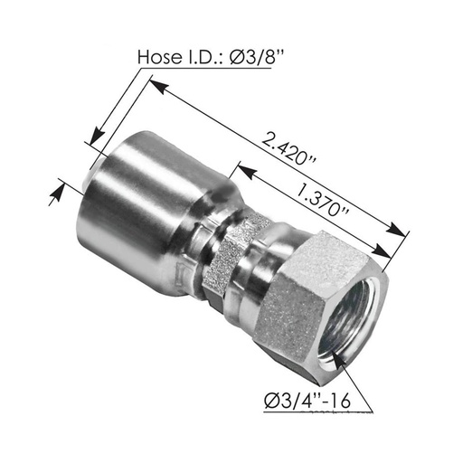 Continental  Hydraulic Hose Fitting JIC 37 Female  818.14400-0608 14400-0608