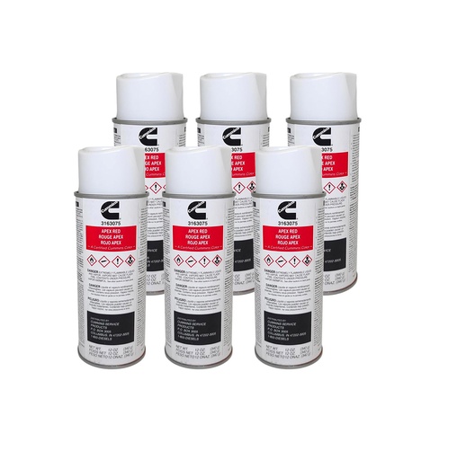 OEM CUMMINS PAINT CAN ISX APEX RED 3163075	 12OZ *( Pack of 6)*
