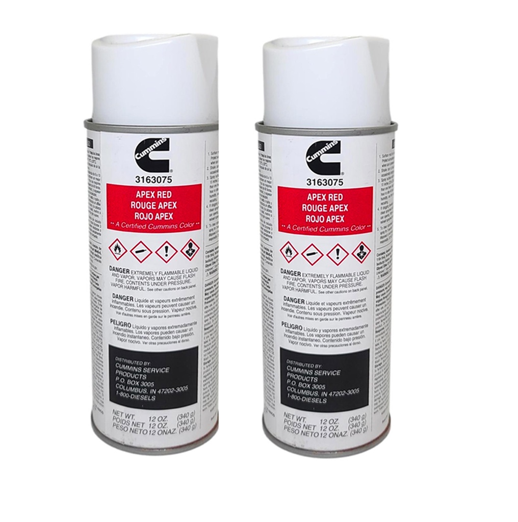 OEM CUMMINS PAINT CAN ISX APEX RED 3163075 12OZ *( Pack of 2