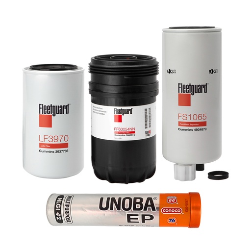 [WC-Q6OB-ALDW] CUMMINS OIL CHANGE KIT FS1065, FF63054NN, LF3970, FREE GREASE