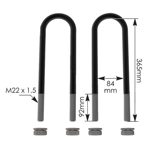 [TM-ZYGE-MWUY] U Bolt Kit 22-1.5 X 84 X 365MM Peterbilt  AUBK8162-144S   03-08693-365