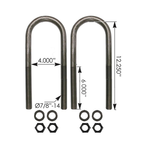 U Bolt Kit RND 7/8in X 4in X 12-1/4in  AUBK8164-122   11-09624-120 K241-571-322