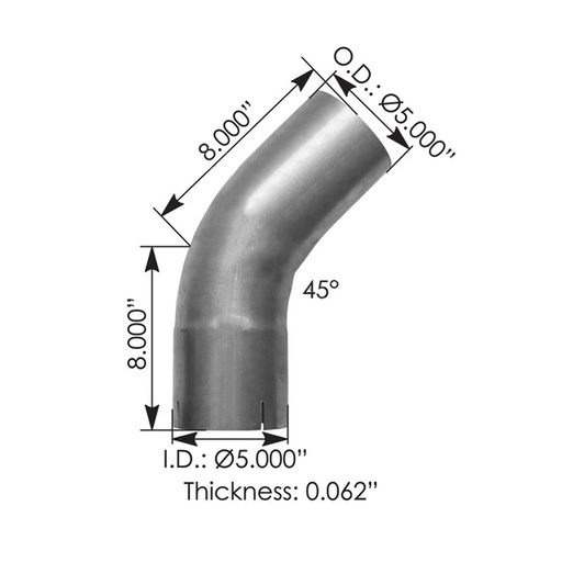 Exhaust Elbow 5in 45 Deg ID-OD ALZ   562.U4545E7A
