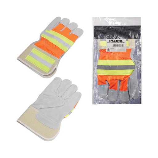 Gloves Leather Palm Reflective Large   571.G2003L