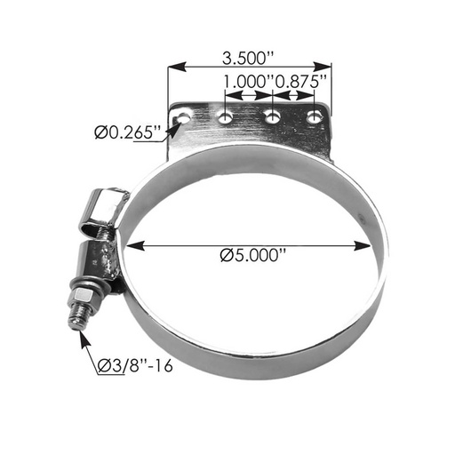Stack Mtg Bracket 5in Chrome Kenworth   562.U5951BKC   MB5KWS