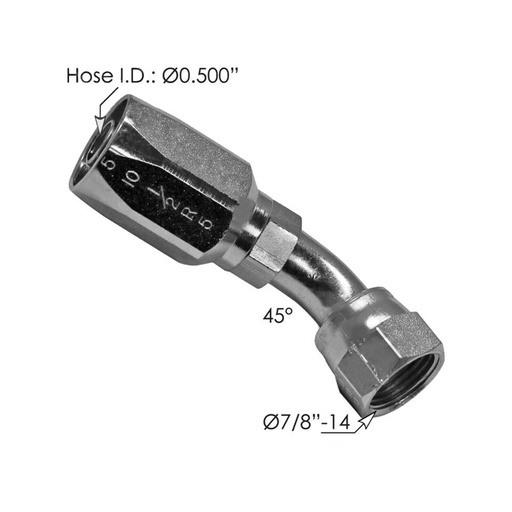 Hose End 1/2in x 5/8in JIC F 45 Elbow 177.7751010