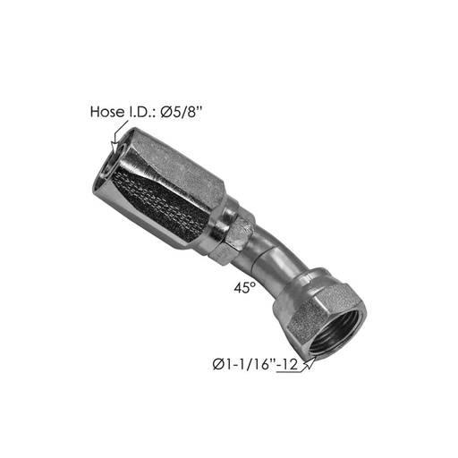Hose End 5/8in x 3/4in JIC F 45 Elbow 177.7751212